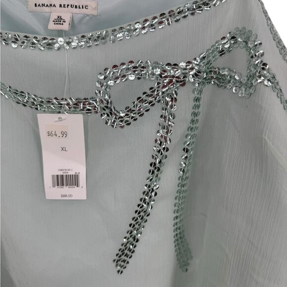 Banana Republic Green Sequin Camisole Top Mint Green Coquette bow design Size XL - Picture 3 of 6